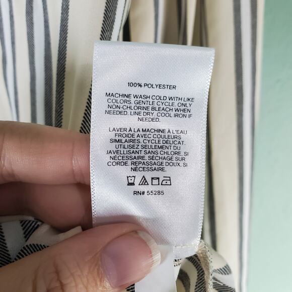 Express Outlet Womens Cream Multicolor Striped Button Up LS Shirt Size Medium - Picture 6 of 7